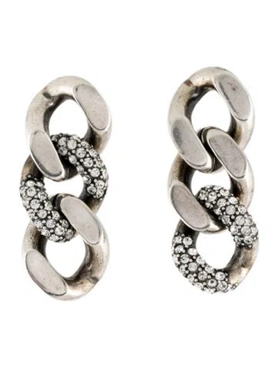 Pre-owned Saint Laurent Crystal Curb Link Drop Earrings In Multicolor