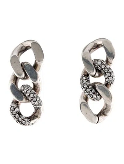 Pre-owned Saint Laurent Crystal Curb Link Drop Earrings In Transparent