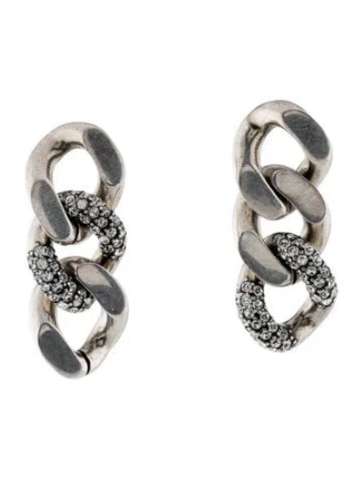 Pre-owned Saint Laurent Crystal Curb Link Drop Earrings In Transparent