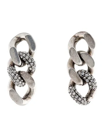 Pre-owned Saint Laurent Crystal Curb Link Drop Earrings In Transparent