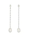 Saint Laurent Crystal Drop Clip Earrings (authentic Pre-loved) In Silver