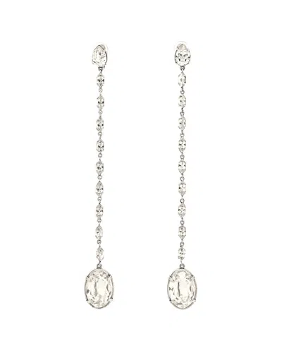 Saint Laurent Crystal Drop Clip Earrings (authentic Pre-loved) In Silver