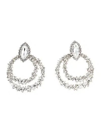 Pre-owned Saint Laurent Crystal Drop Clip-on Earrings In Multi