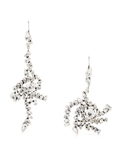 Saint Laurent Crystal Drop Twist Earring In Metallisch