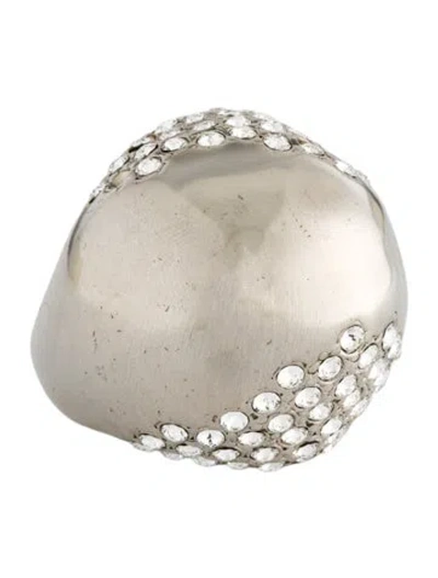 Pre-owned Saint Laurent Crystal Edge Egg Ring In Multi