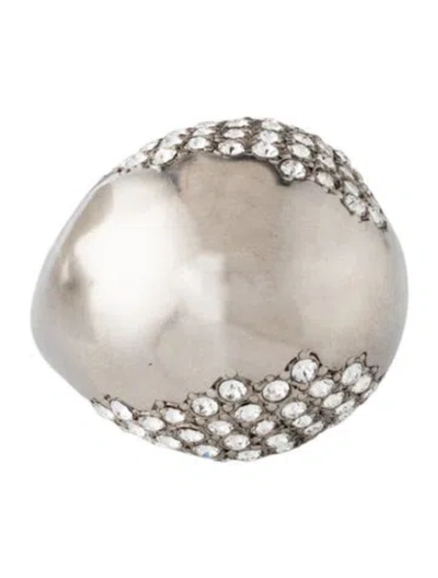 Pre-owned Saint Laurent Crystal Edge Egg Ring In Multicolor
