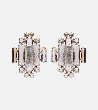 Saint Laurent Crystal-embellished Clip-on Earrings In Gold