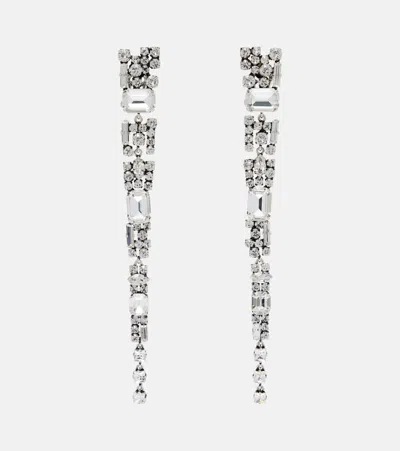 Saint Laurent Crystal-embellished Clip-on Earrings In Silver