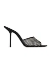 Saint Laurent Crystal-embellished Leather Mules In Black