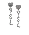 Saint Laurent Heart Ysl Clip Earrings In Gray