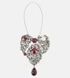 Saint Laurent Crystal-embellished Pendant Necklace In Argent Ox/black Diam