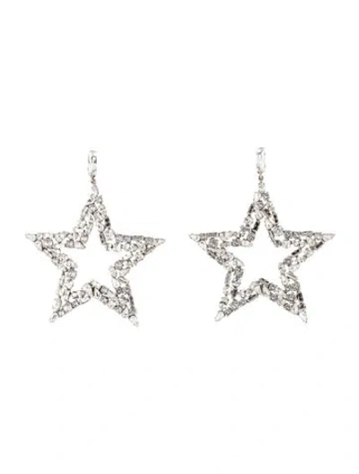 Pre-owned Saint Laurent Crystal Embellished Star Clip-on Earrings In Multi