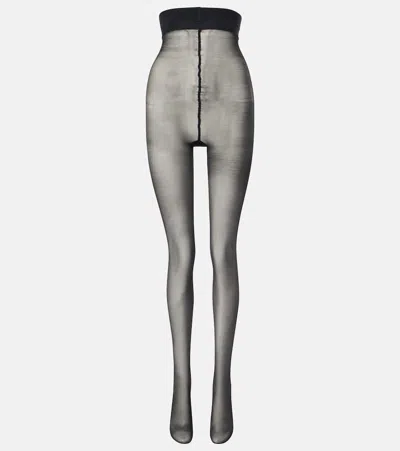 Saint Laurent Crystal-embellished Tights In Black