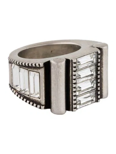Pre-owned Saint Laurent Crystal Empire Cocktail Ring In Transparent