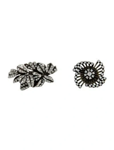 Pre-owned Saint Laurent Crystal Flower Brooch Set In Multi
