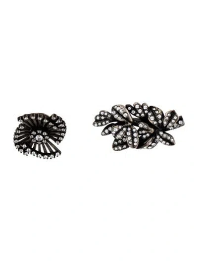 Pre-owned Saint Laurent Crystal Flower Pin Brooch Set In Transparent