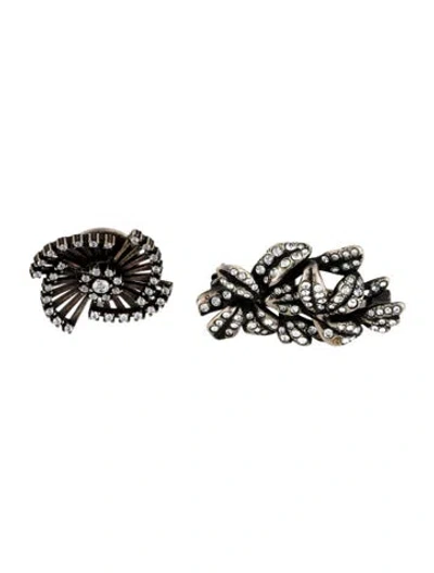 Pre-owned Saint Laurent Crystal Flower Pin Brooch Set In Transparent