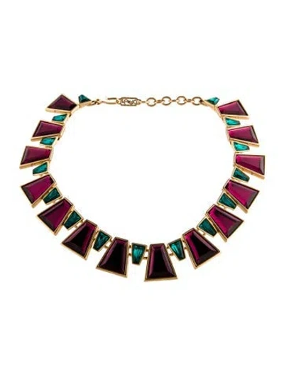 Pre-owned Saint Laurent Crystal Gripoix Collar Necklace, 18" In Multi