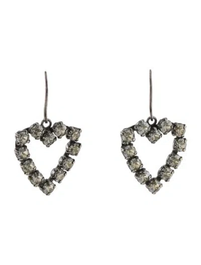 Pre-owned Saint Laurent Crystal Heart Drop Earrings In Multi