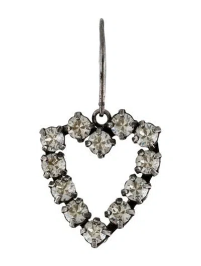 Pre-owned Saint Laurent Crystal Heart Drop Earrings In Transparent