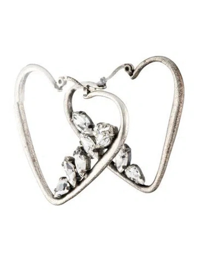 Pre-owned Saint Laurent Crystal Heart Hoop Earrings In Multi