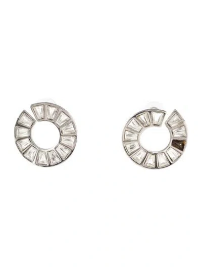 Pre-owned Saint Laurent Crystal Hoop Earrings In Transparent