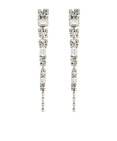 Saint Laurent Crystal Icicle Earrings In Metal In Metallic
