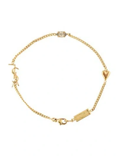 Pre-owned Saint Laurent Crystal Link Bracelet, 7.75" In Multi