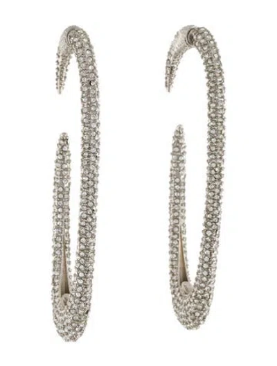 Pre-owned Saint Laurent Crystal Oval Drop Earrings In Multi