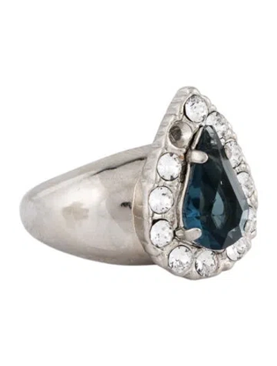 Pre-owned Saint Laurent Crystal Pear Princess Cocktail Ring In Multi