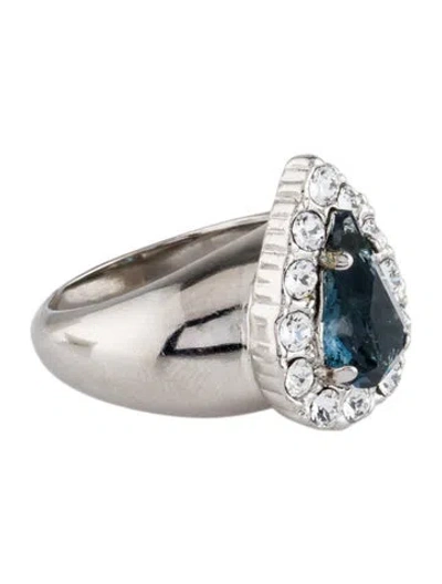 Pre-owned Saint Laurent Crystal Pear Princess Cut Cocktail Ring In Multi