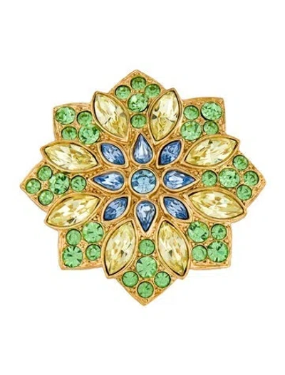 Pre-owned Saint Laurent Crystal Pin Brooch In Blue/green/yellow