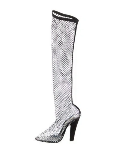 Pre-owned Saint Laurent Crystal Printed Sock Boots In Transparent