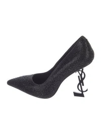 Pre-owned Saint Laurent Crystal Pumps W/ Tags In Black