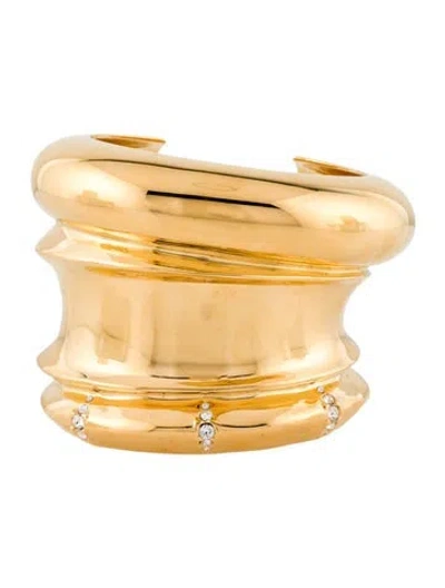 Pre-owned Saint Laurent Crystal Sculpted Screw Pin Bangle Bracelet, 6" In Multi