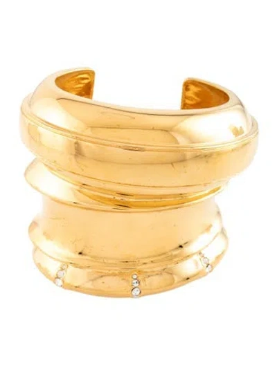 Pre-owned Saint Laurent Crystal Sculpted Screw Pin Bangle Bracelet, 6" In Multicolor