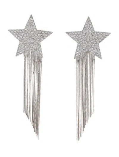Pre-owned Saint Laurent Crystal Shooting Star Clip On Drop Earrings In Multi