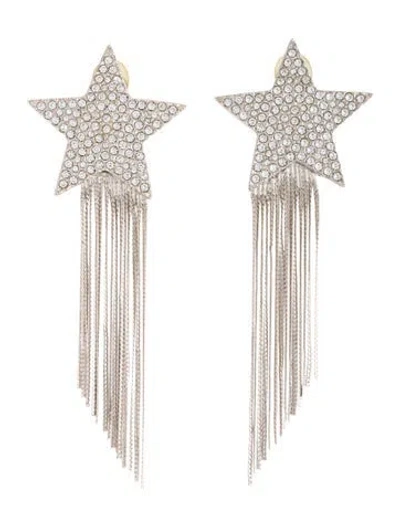 Pre-owned Saint Laurent Crystal 'shooting Star' Clip-on Tassel Earrings In Multicolor