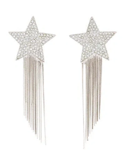 Pre-owned Saint Laurent Crystal 'shooting Star' Tassel Drop Clip-on Earrings In Multi