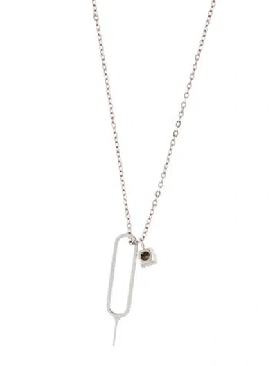 Pre-owned Saint Laurent Crystal Sim Key Pendant Necklace, 24.5" In Multi