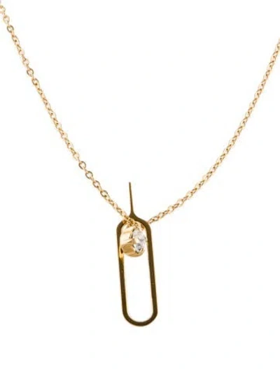 Pre-owned Saint Laurent Crystal Sim Key Pendant Necklace, 24.5" In Transparent