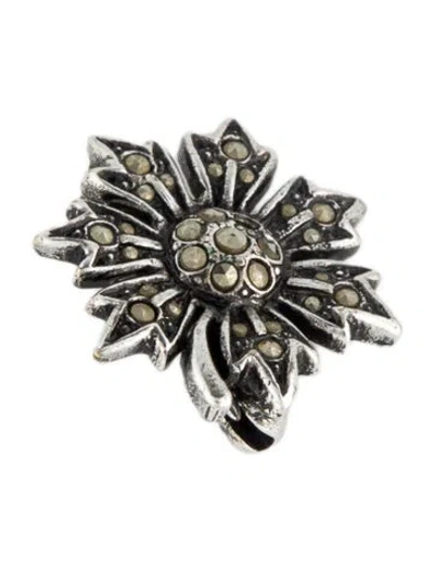 Pre-owned Saint Laurent Crystal Small Flower Brooch In Multi