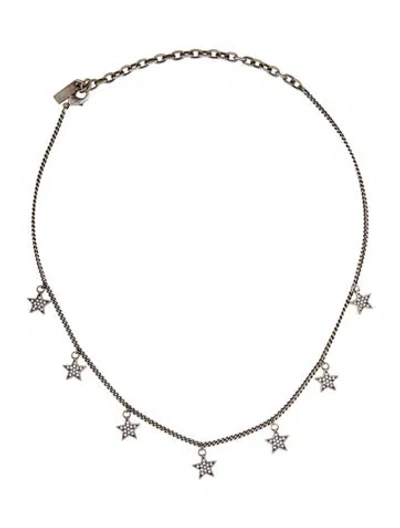 Pre-owned Saint Laurent Crystal Star Stationary Necklace, 17.5" In Multi