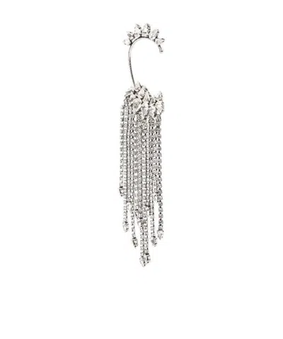Saint Laurent Crystal Tassel Single Ear Clip In White
