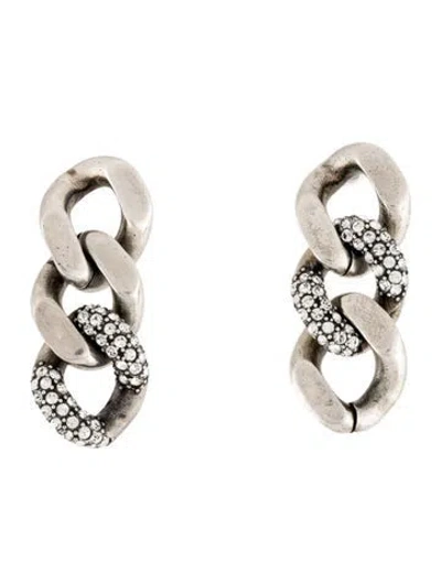 Pre-owned Saint Laurent Crystal Thick Curb Chain Drop Earrings In Multi