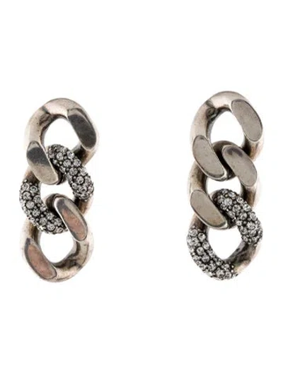 Pre-owned Saint Laurent Crystal Thick Curb Chain Drop Earrings In Transparent