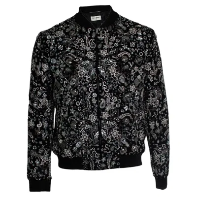 Pre-owned Saint Laurent , Crystal Velvet Teddy Bomber 2018 In Black