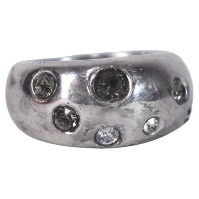 Pre-owned Saint Laurent Crystal-embellished Chunky Ring In Multiple