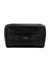 Saint Laurent Cube Trousse Quilted Leather Wash Bag In Black