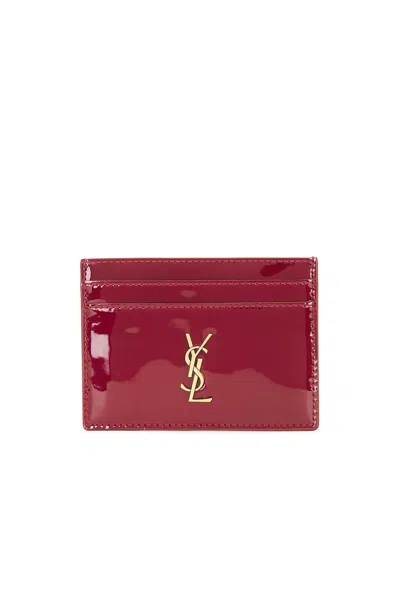 Saint Laurent Cuir Vernis Card Case In Red Grenat